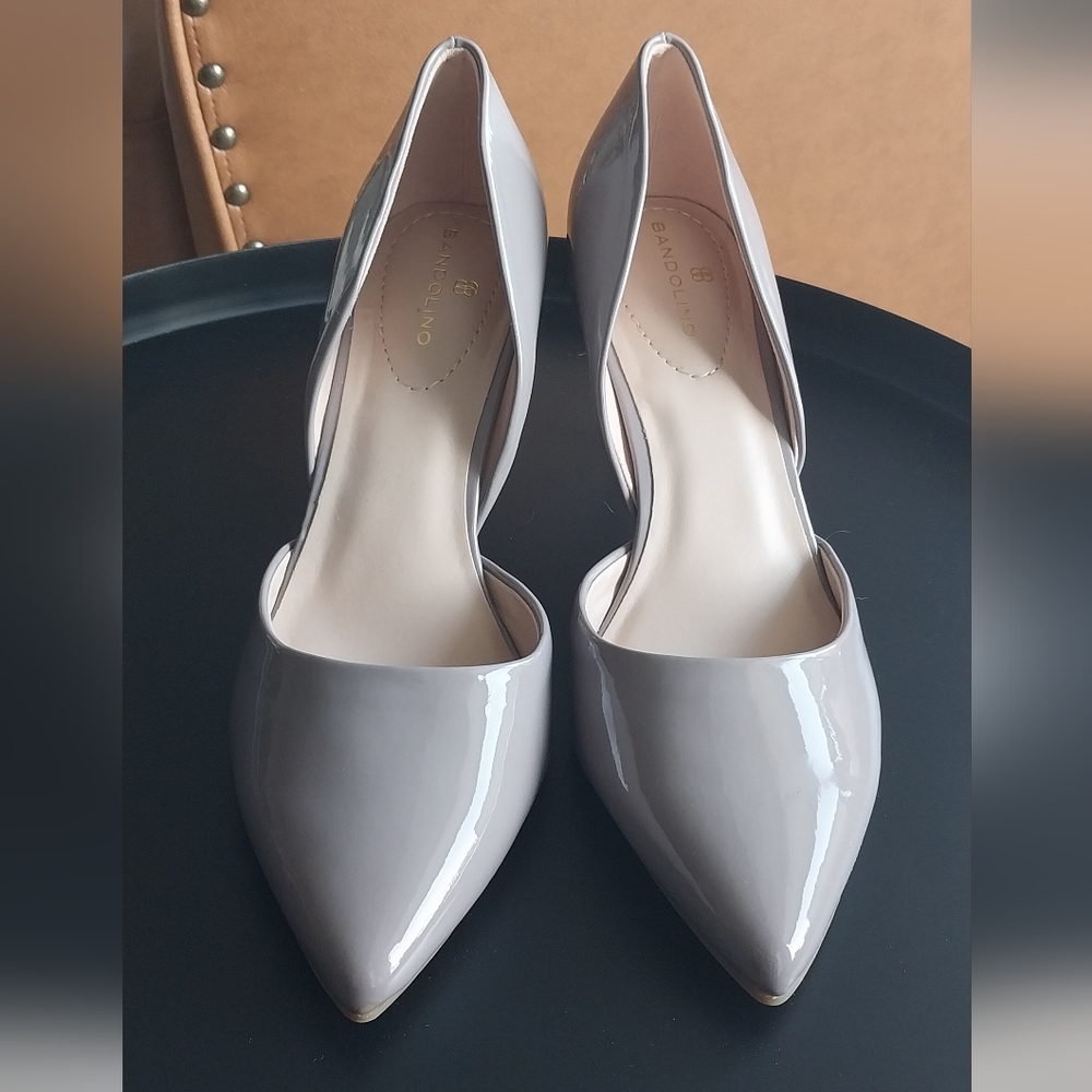 Bandolino Gray Patent Pointed D'Orsay Pumps